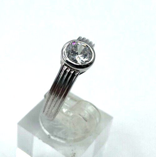 Solider 925 Silber Ring Bandring Solitär Zirkonia Ø 6 mm  RG 60 Ø 19 mm unisex0