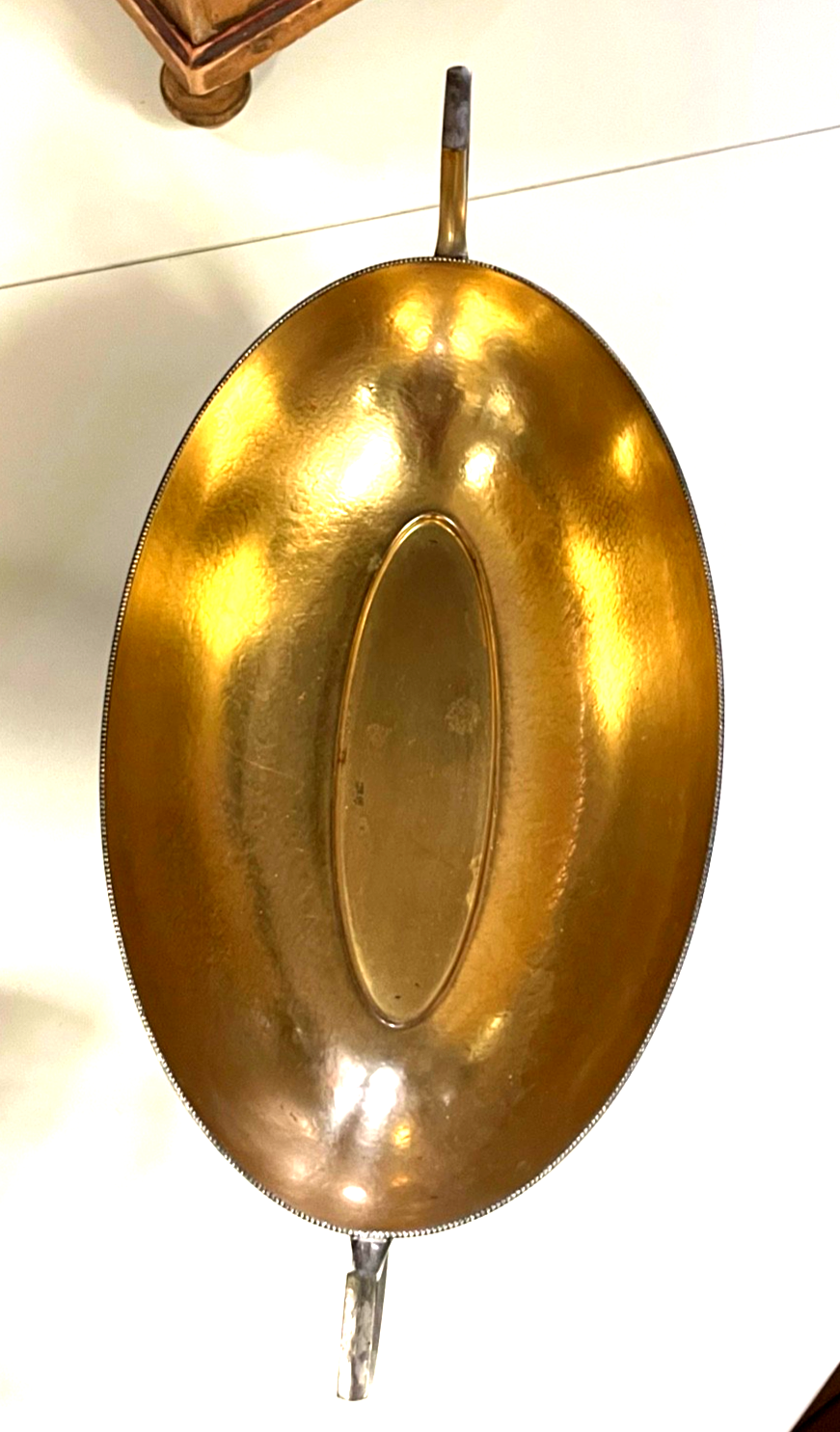 Jugendstil WMF dekorative Anbietschale auf Fuß Hammerschlag Dekor Straussenmarke12