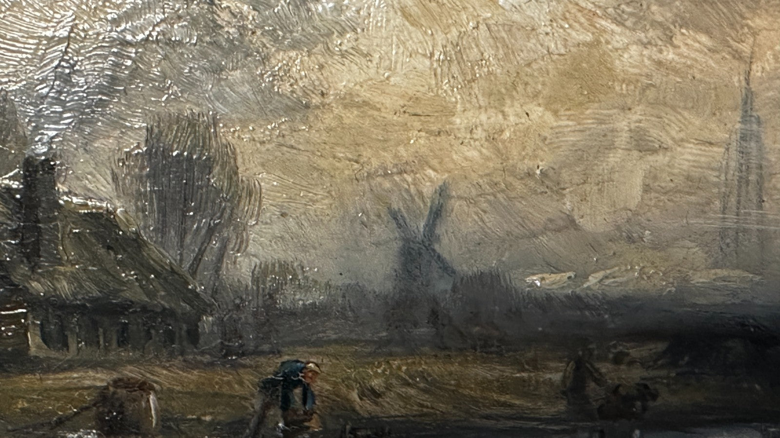 Kleines Kabinettbild – Holland mit Windmühle“ - Öl auf Holz - signiert - gerahmt18