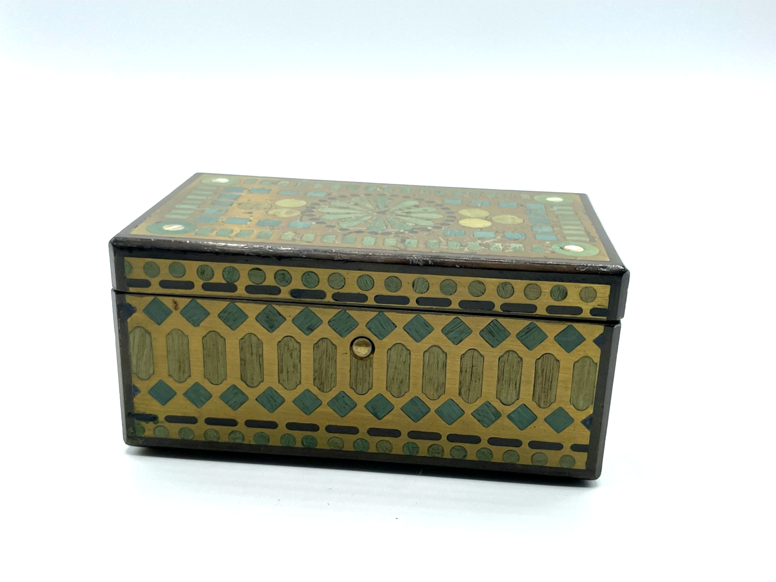 Jugendstil feine Schatulle Holz Truhe mit Intarsien vermutlich Wiener Sezession1