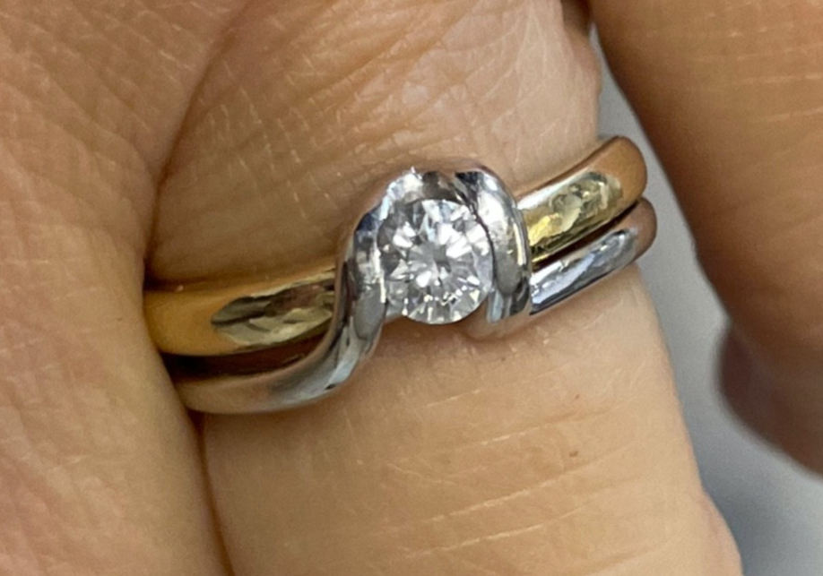 750 Gold 18 K Ring Solitär Brillant 0,5ct bicolor solide Juwelier Qualität RG 545