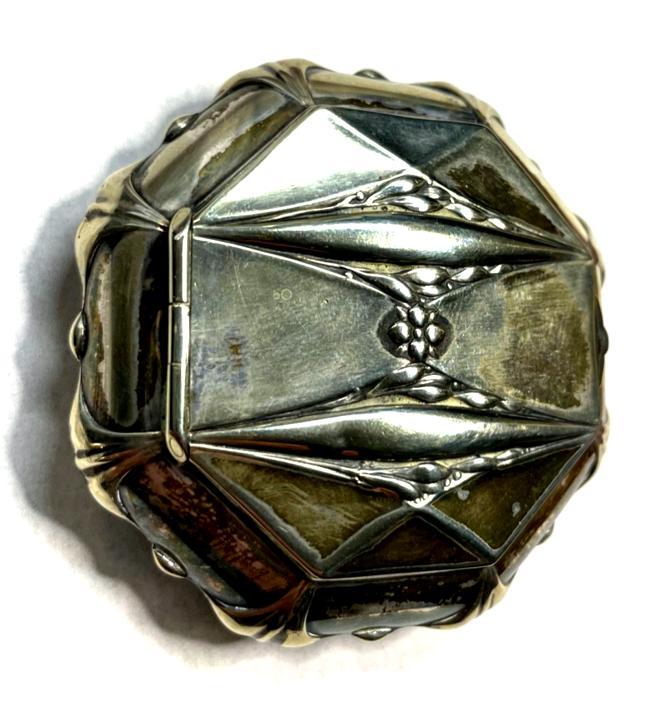 Antik Jugendstil Dose wunderschöne gr. Pillendose Alpacca versilbert Ø 65 mm4