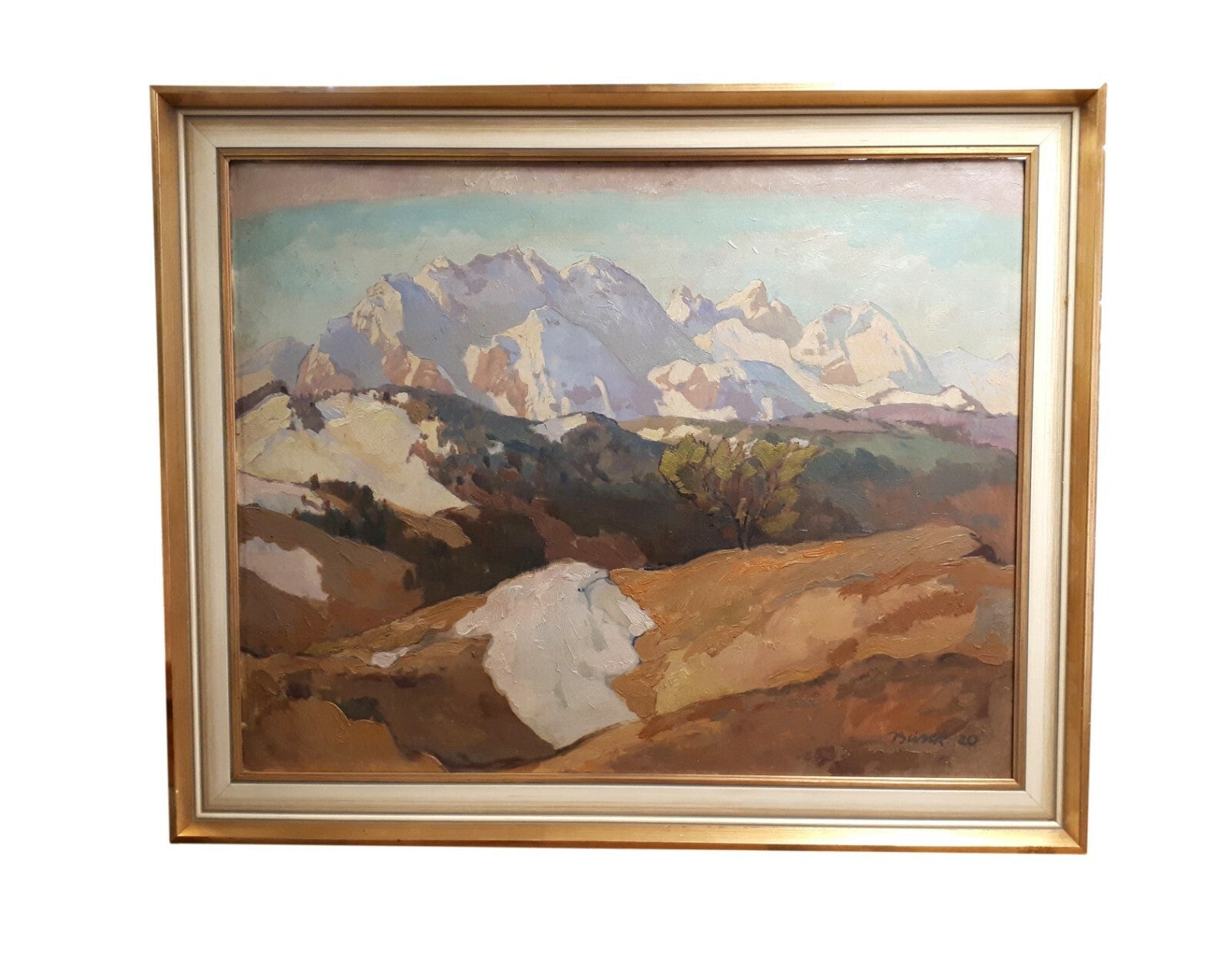 Paul Bürck 1920 -  Gemälde Öl auf Leinwand - Frühlingstag im Gebirge - gerahmt0