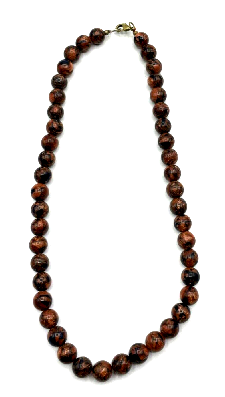 Kugelkette Collier Turmalin Tigerauge Edelstein L 45,5 cm Ø 10 mm wie Goldfluss0