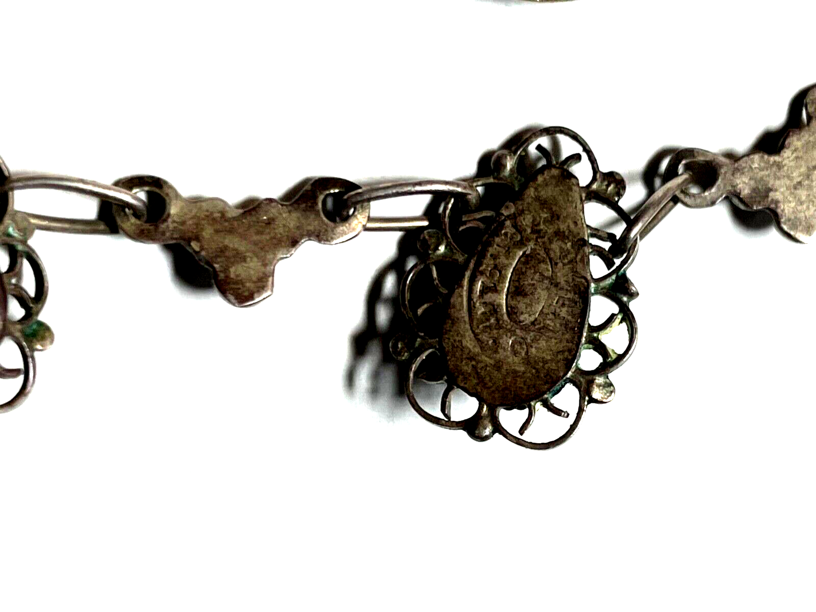 925 Sterling Silber Kette Collier mit 5x Türkis Mexiko Handarbeit sehr apart7