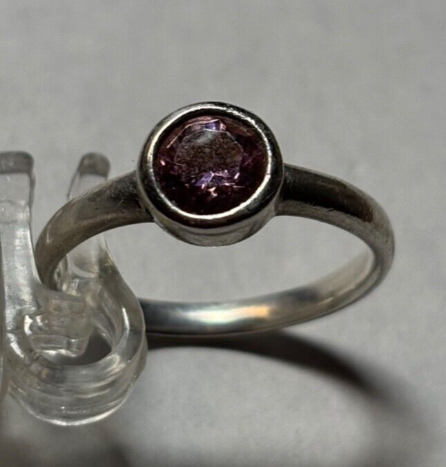 Silberring 925 Silber Ring mit rosa Farbstein Ø 17 mm RG 53 Handarbeit gepflegt7