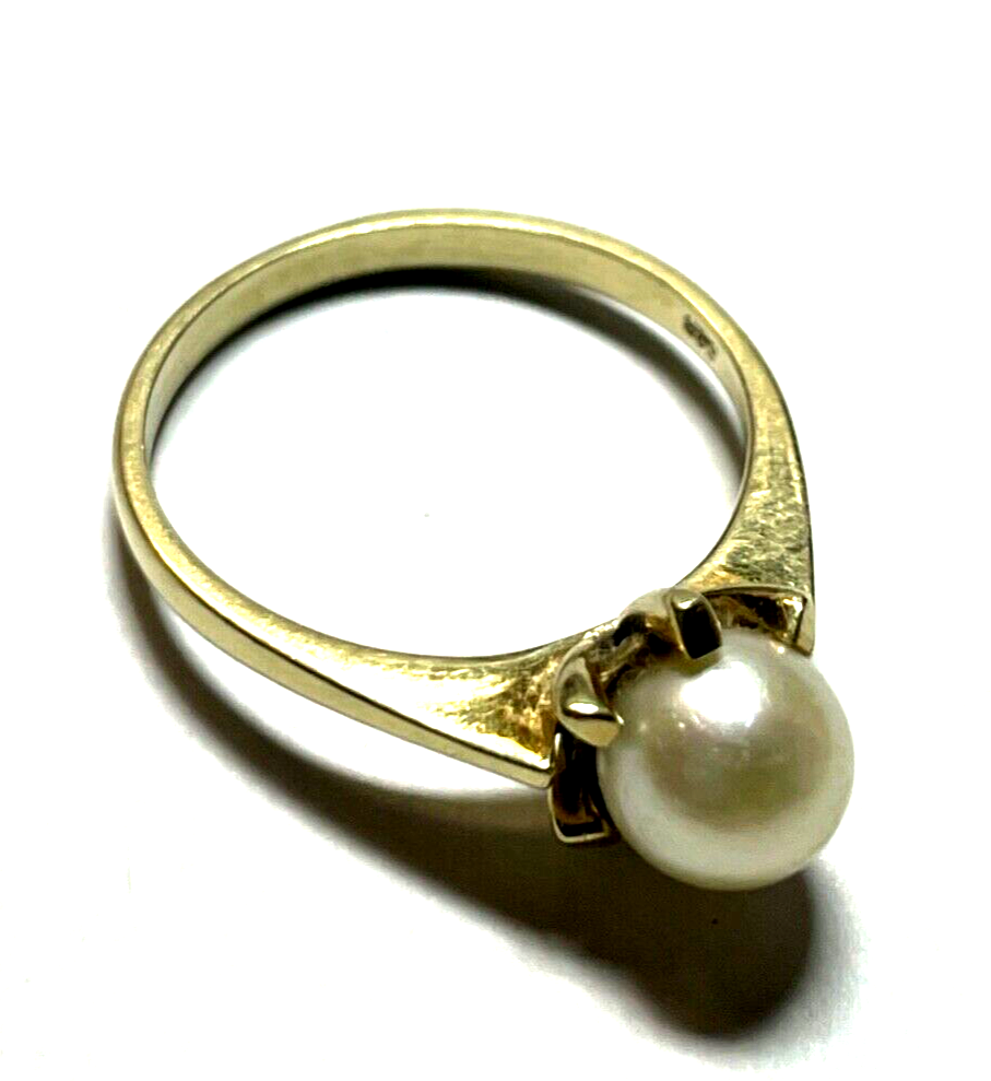 Solider Klassiker 585 Gold 14 K Ring RG 53 mit Akoya Perle Juwelier gepflegt5