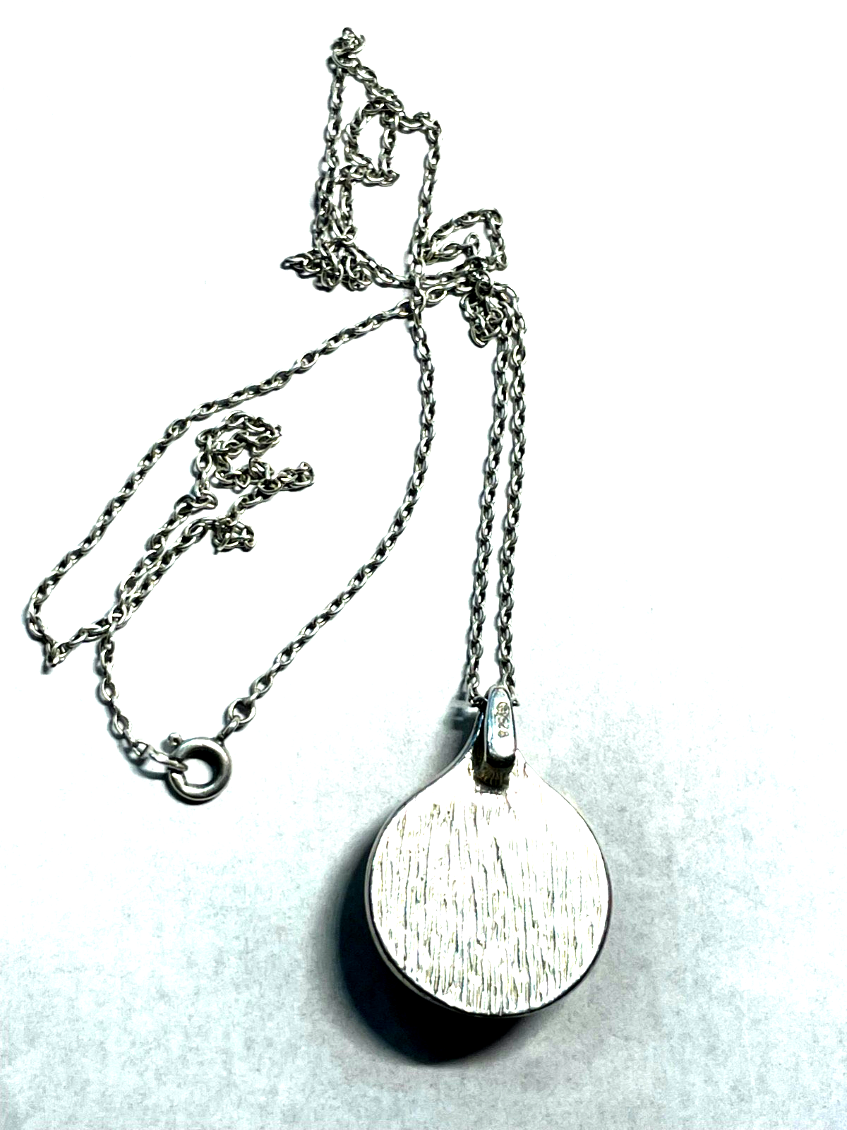 Vintage FS Franz Scheurle Bernstein Cabochon Anhänger 925 Silber an Silberkette5