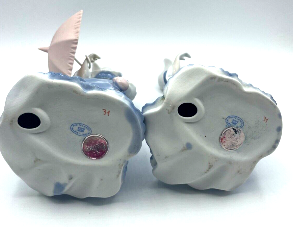 2 x vintage Porzellan Figur Dame mit Schirm hübsche Dekoration H 23cm handbemalt5