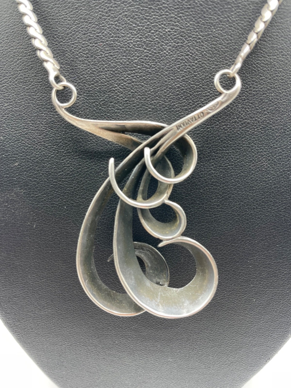Solides vintage Collier Silber 925 Ottaviani Italien Design Kette Modernist3