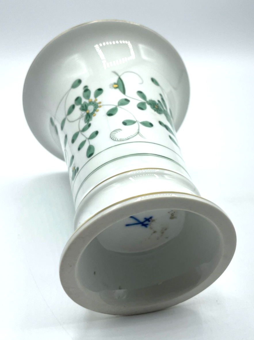 Antik Meissen Porzellan Trichtervase Vase indisch grün H 14 cm  1A Zustand6