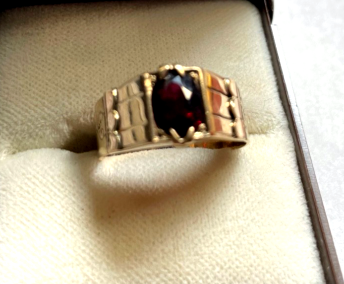 Aparter 333 Gold 8 K antik Ring Rotgold Granat RG 55 Ø 17,5 mm Juwelier3