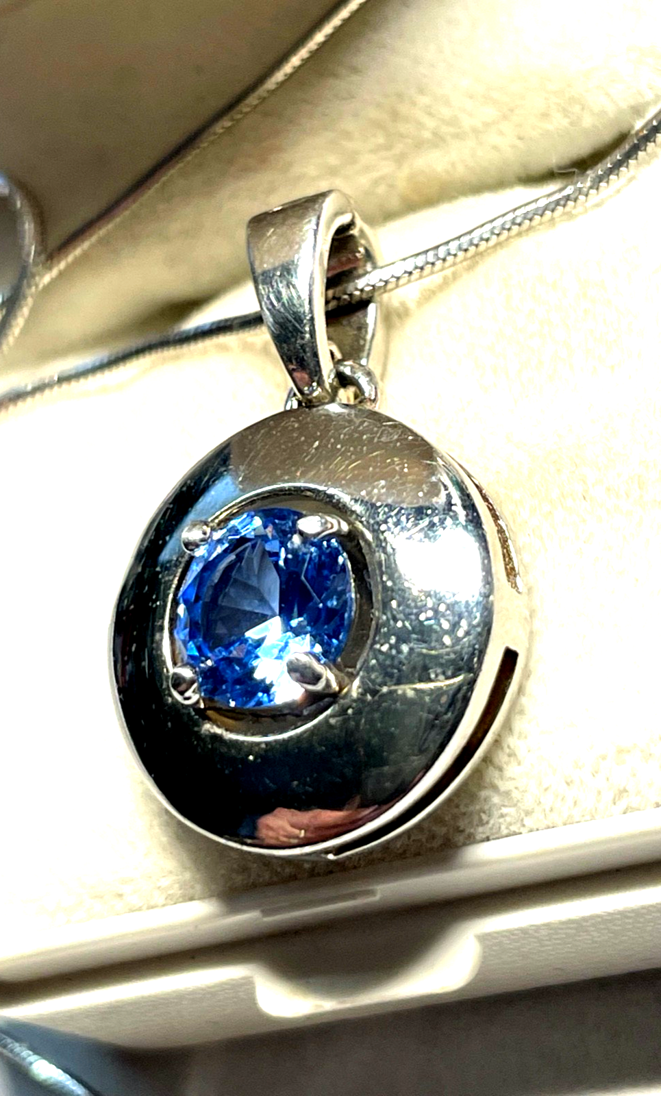 Moderner 925 Silber Clip Anhänger mit Iolith an 45,5 cm Schlangenkette Sterling3