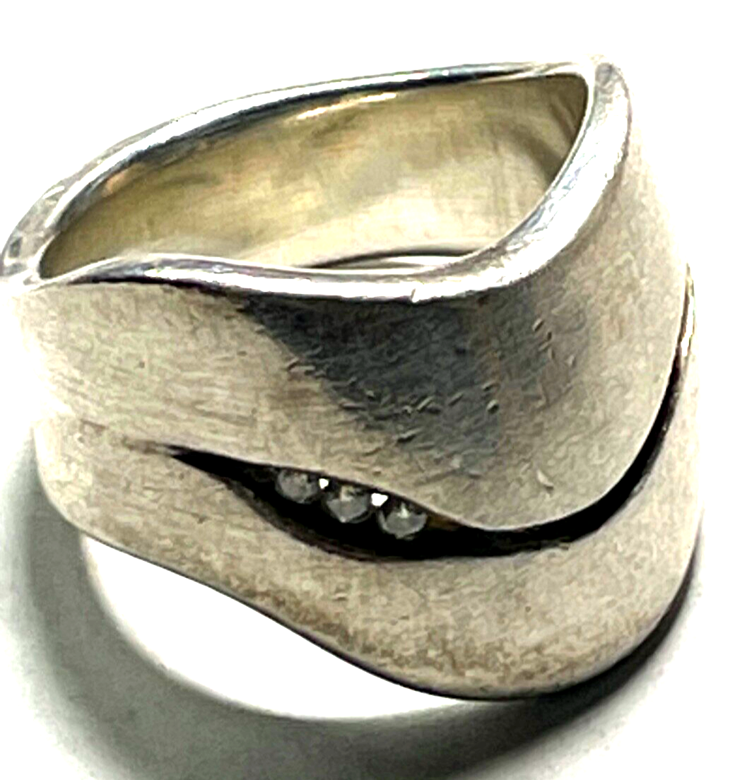 Massiver 925 Silber Designer Ring QUINN mit 3 Brillanten 0,06 ct RG 55 Ø 17,5 mm9