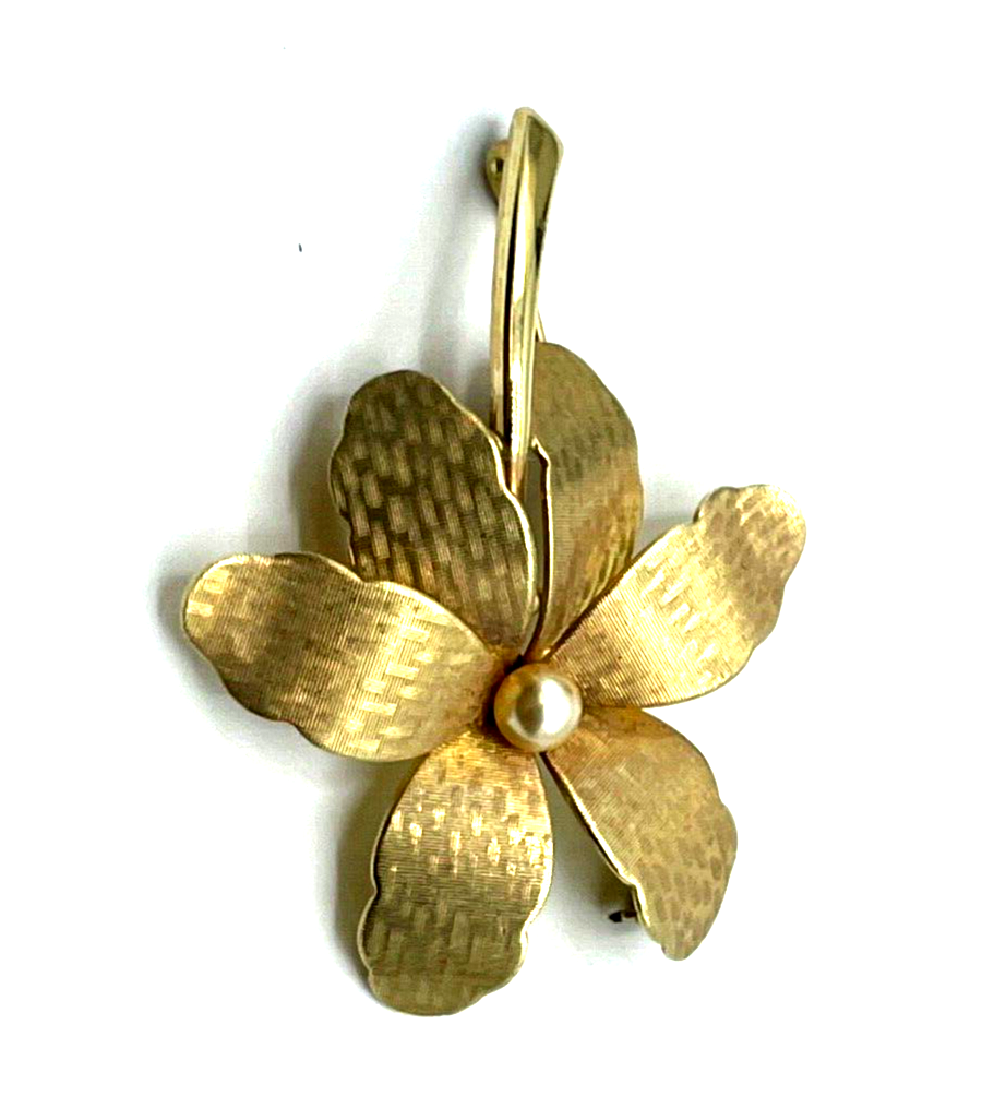 Alte Amerikaner Golddouble Brosche sehr schöne Arbeit Anstecknadel elegant Blüte5