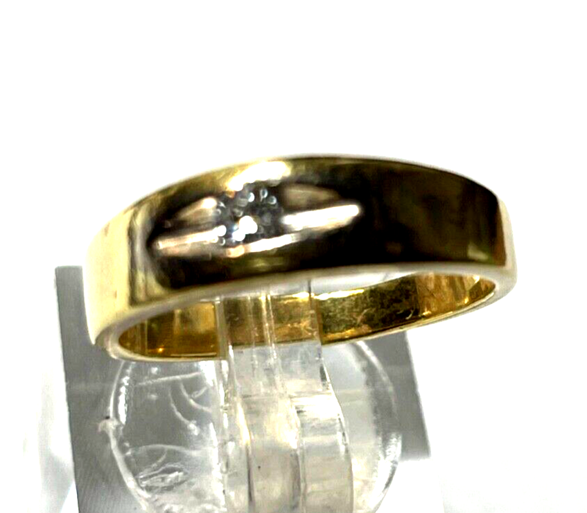 Massiver 750 Gold 18K Ring Solitär Brillant 0,1ct RG 54 Juwelier 6 Gramm gepfl.9