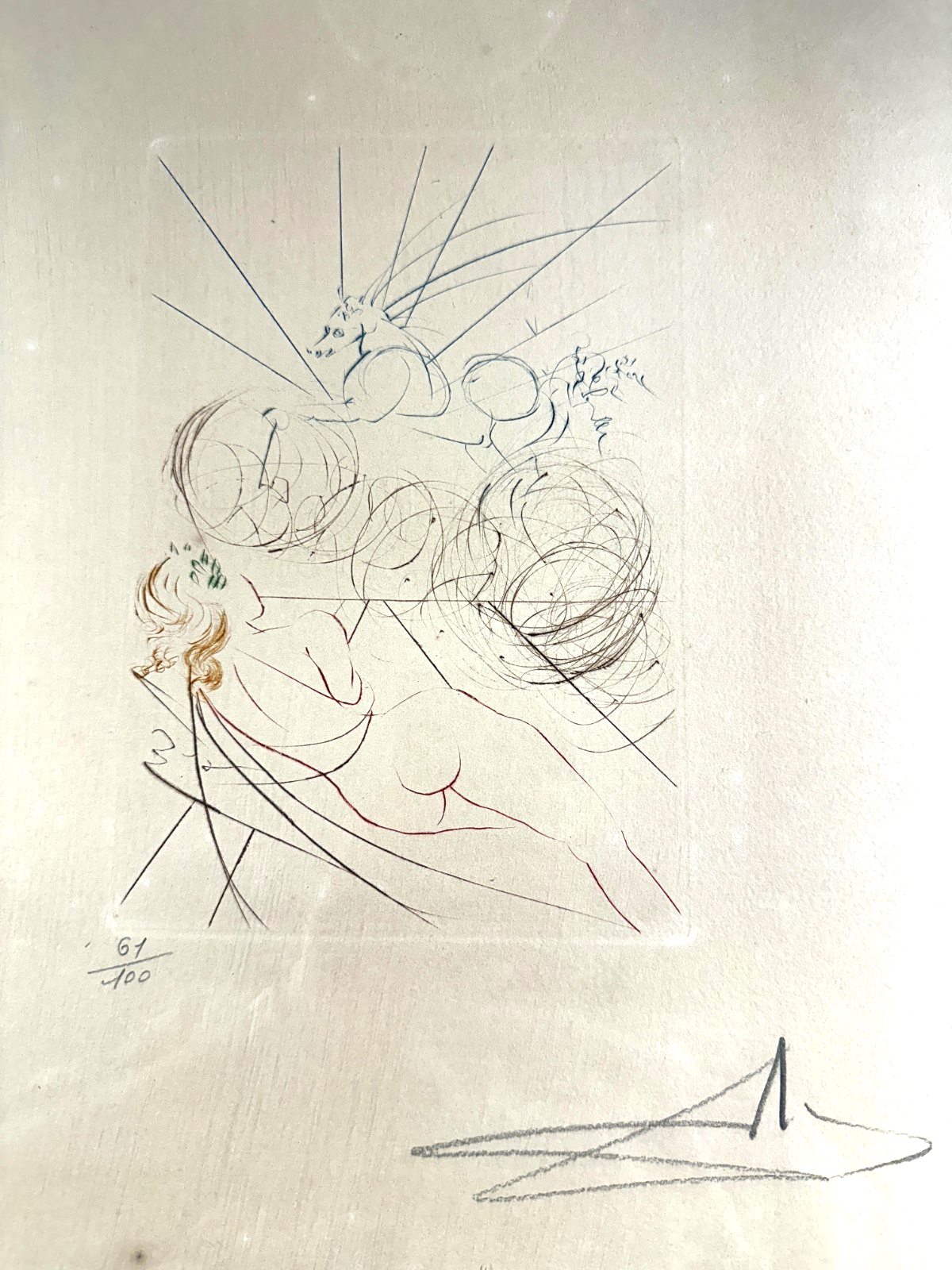 Salvador Dali 1904-1989 - Radierung farbig - Femme et chevaux - 61/100 signiert1