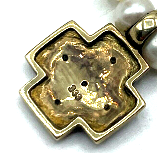 SWZ Perlenkette 333 Gold Schliesse + Kreuz Anhänger weiß Juwelier 46,5 cm5