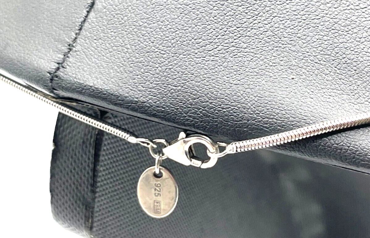 Solide FBM 925 Silber Schlangenkette + MK Perle Zirkonia Pave Anhänger gepflegt3