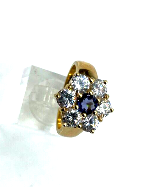 925 Silber Ring vergoldet Silberring üppig Zirkonia Amethyst Lila Ø 19 mm RG 608