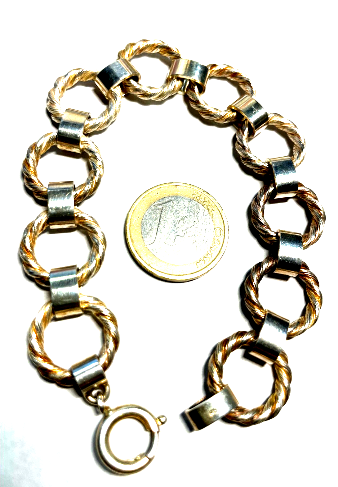 Vintage FBM 835 massives Silberarmband Ringe Design 70erJ L 21 cm B 18 mm 40 GR.1