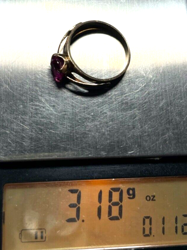 Solider vintage 585 Gold 14 K Ring Rotgold roter russischer Spinell Ø 17mm RG 539