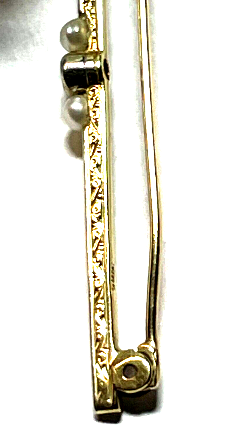Art Déco 585 Gold 14 K Gold Brosche Nadel Stabbrosche 1 Brillant 2x Orientperle9