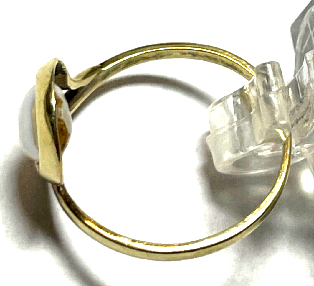 Solider 585 Gold 14 K Ring 16 mm RG 51 mit weißer Perle Juwelier gepflegt4