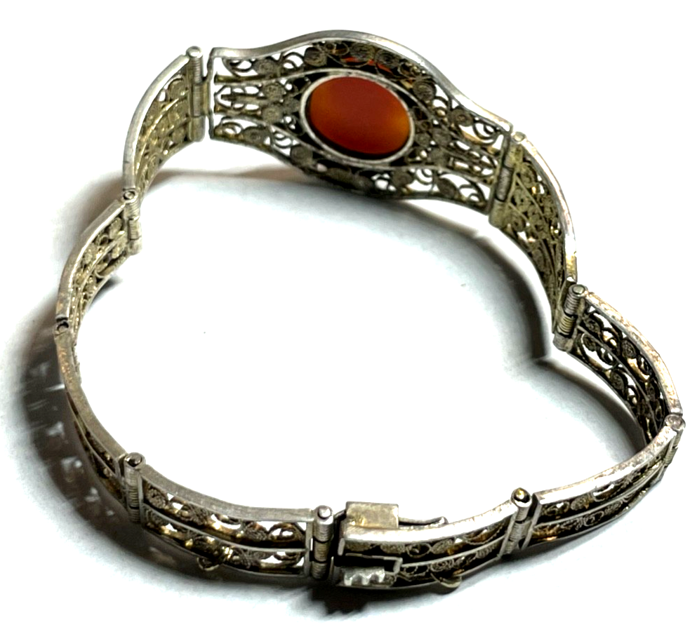 Antik 900 Silber FiligransilberArmband mit Muschel Gemme Cameo 20er J L 18 cm3