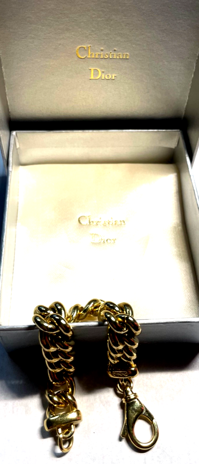top gepflegtes Christian Dior Panzer Armband L 20 cm B 13 mm orig. Verpackung3