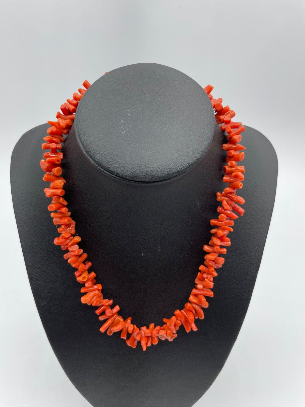 Vintage Korallenkette Stäbchen Koralle Collier L 40,5 cm Lachsfarbig1