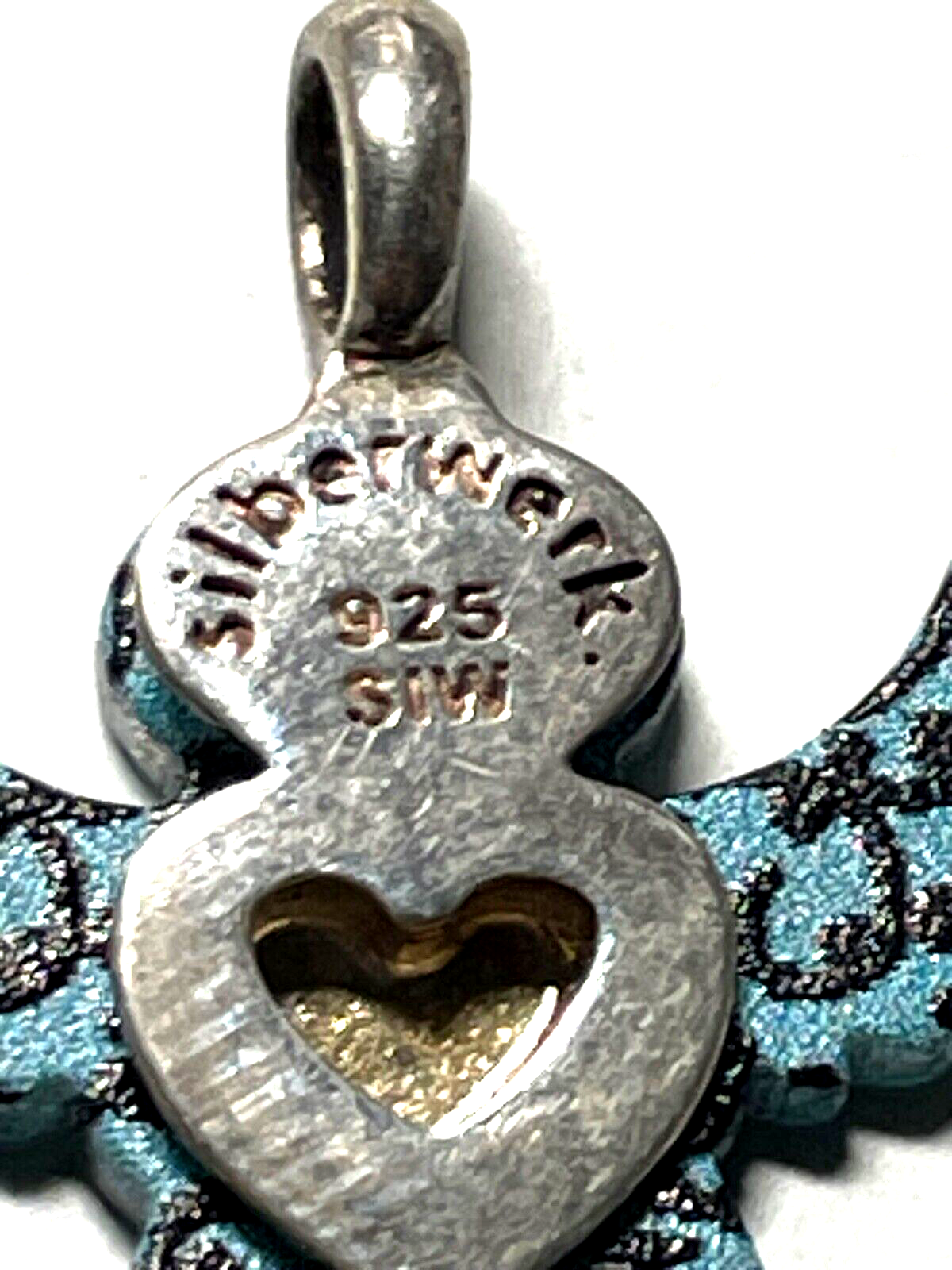 Schutzengel Anhänger 925 Silber SIW Silberwerk Handarbeit türkis schwarz Engel2