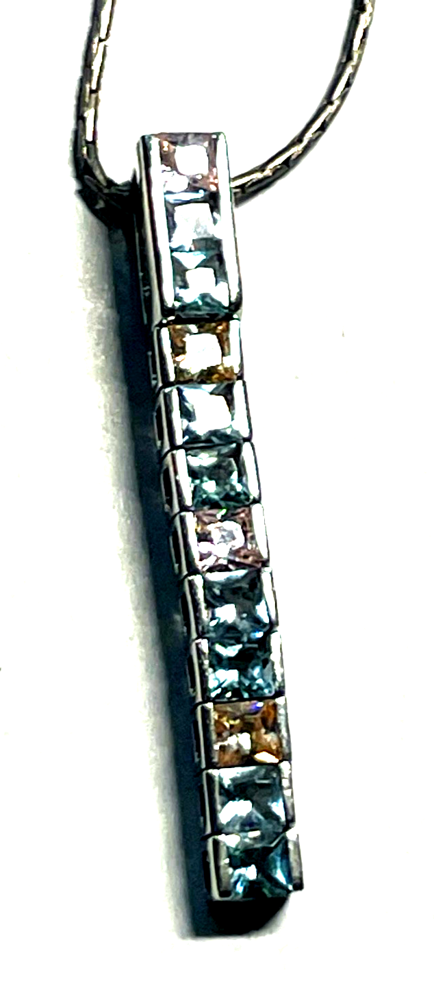 925 Halskette mit Anhänger modern 12 Pastell farbige Farbsteine7