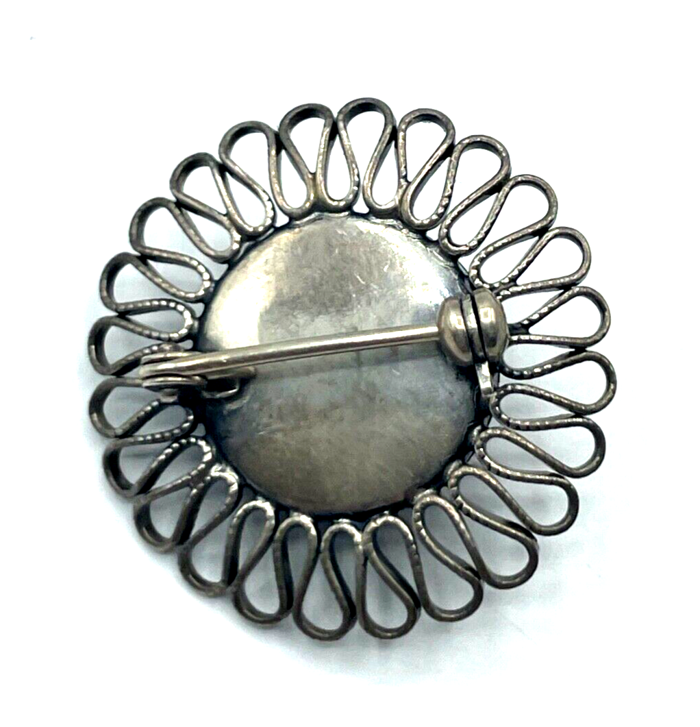 Vintage Silber Brosche Designer Anstecknadel Bernstein Cabochon apartes Modell3