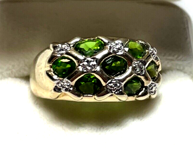 Prächtiger 925 Silber vergoldet Ring 7 x Chromdiopsid Ø 19 mm RG 60 Juwelier neu9