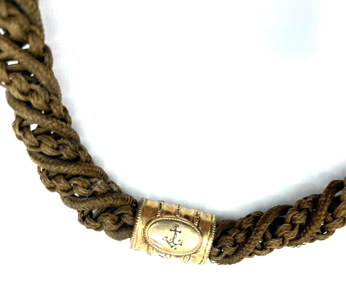 Antik Biedermeier Haarkette Uhrkette Taschenuhrkette Motiv Pferd Dubleegold gepf7