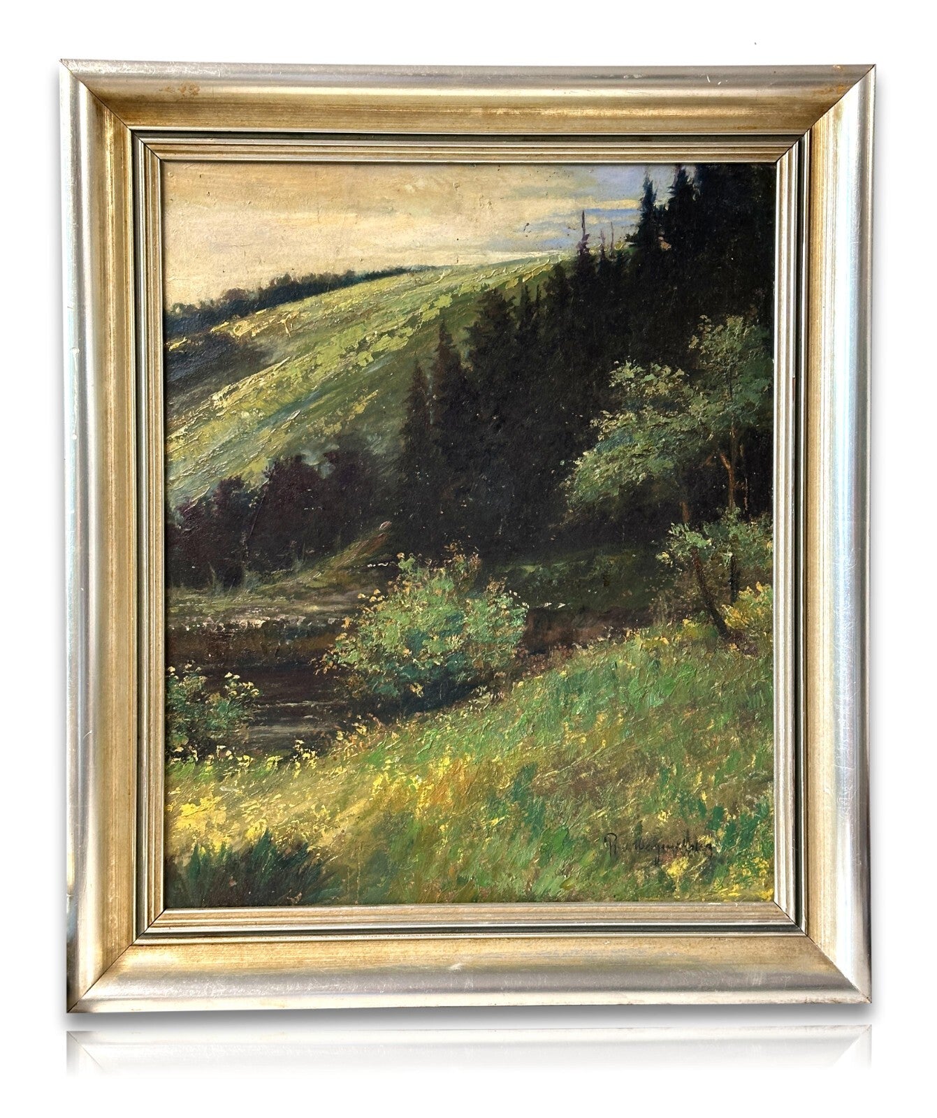 Wilhelm Mergenthaler 1878-? - Öl auf Karton - Berglandschaft - gerahmt signiert0