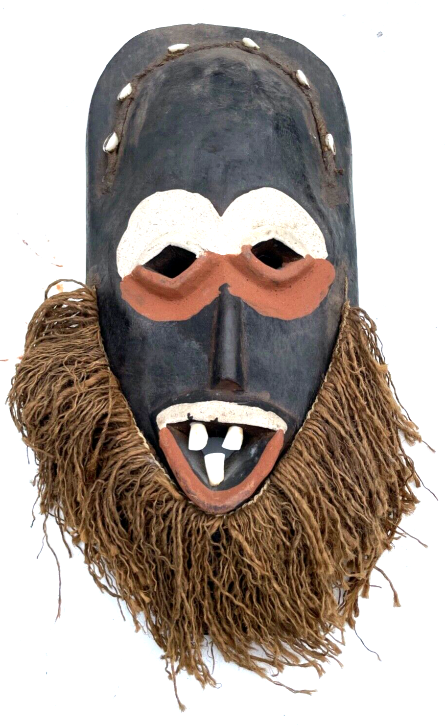 Alte Maske gr Afrika Wandmaske Handarbeit afrikanische Holzmaske Larve H 46,5 cm1