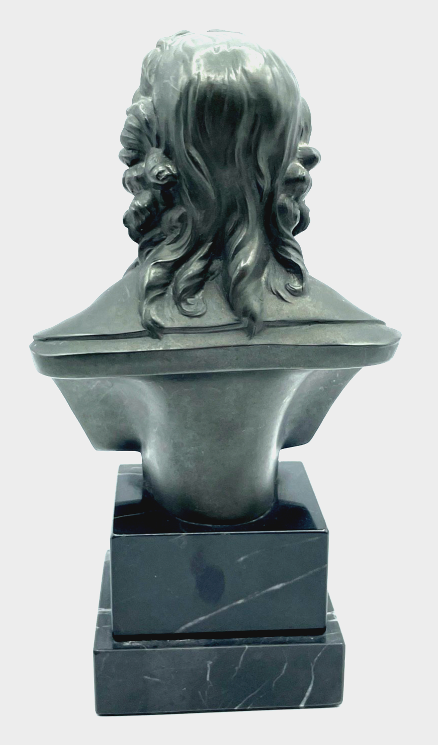 Antik Friedrich von Schiller Metall Büste auf Marmor Plinthe gepflegt H 18,5 cm2