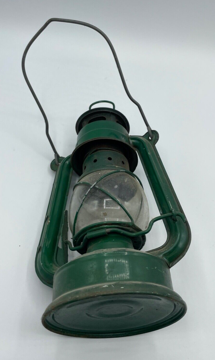 Antik kl.  grüne Petroleum Paraffin Lampe seltene Größe Guang Zhou China H 22,510