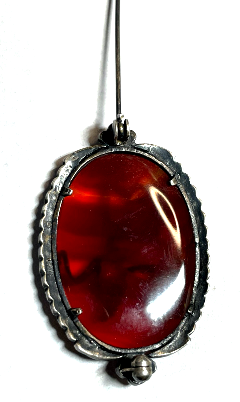 Antik Silber Brosche Anstecknadel Streifenachat Kraniche Markasiten Art Déco7