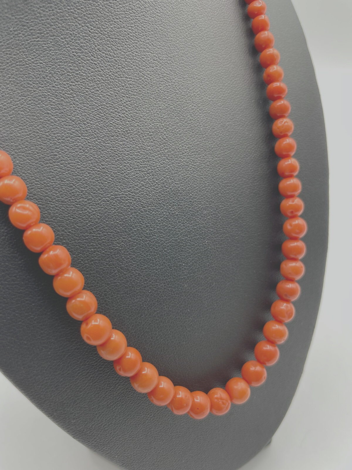 Antik Koralle Kette Kugelkette Lachskoralle im Verlauf L 51 cm neu geknüpft5