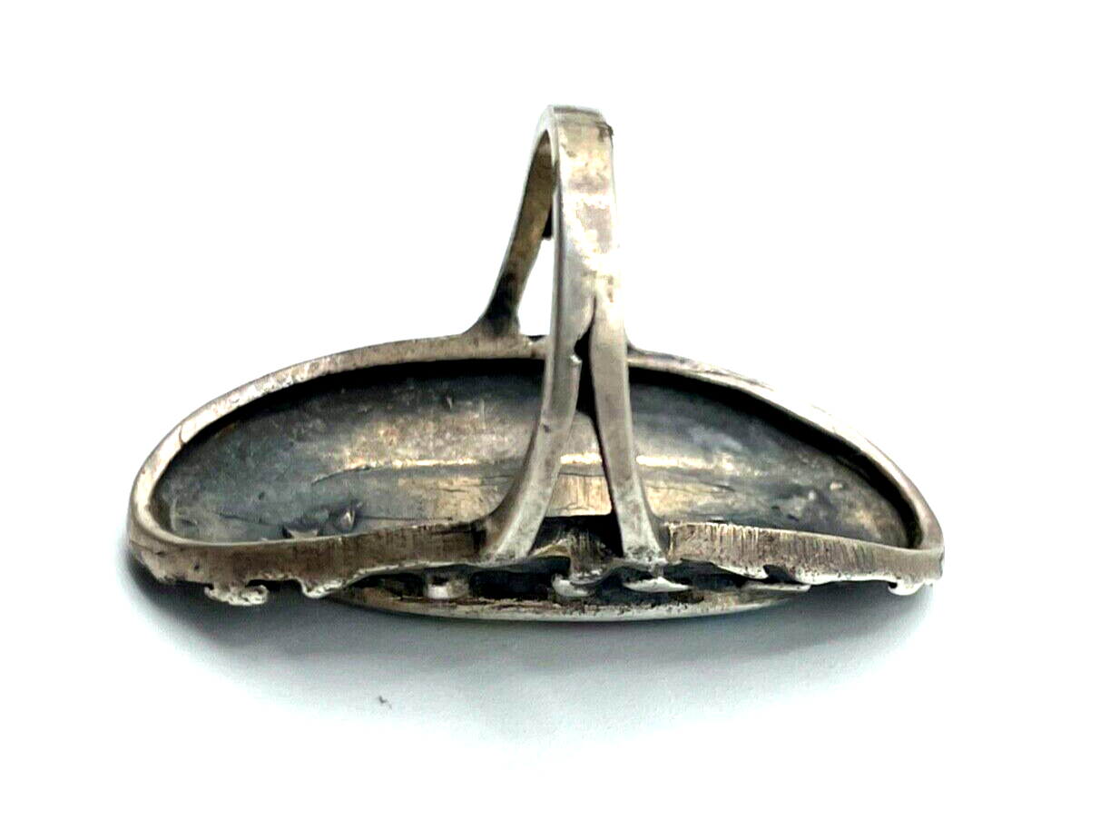 925 Sterling Silber Ring Zuni Indianerschmuck Edelstein Inlay Handarbeit Ø 16mm7