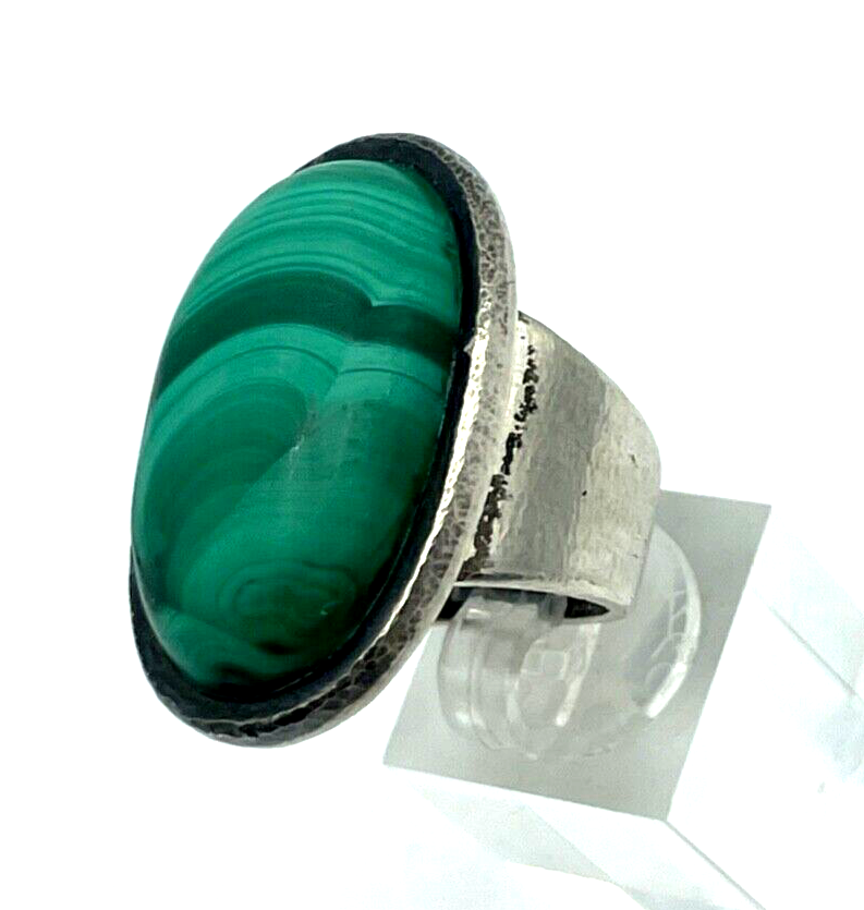 Solider 925 Silber Ring Malachit massiv 27 Gramm unisex Ø 18mm RG 57 Handarbeit1