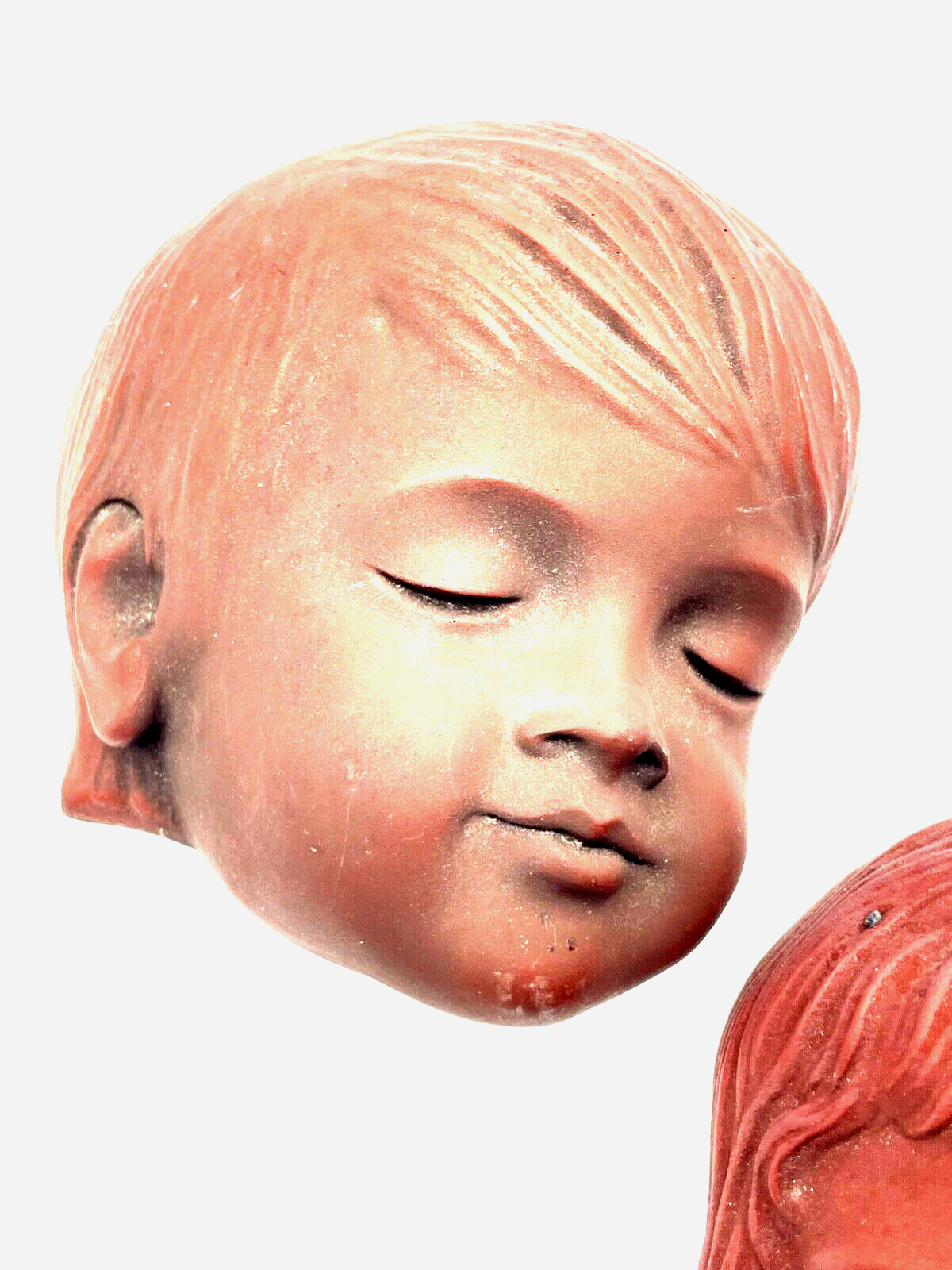 Paar vintage Achatit Wandmaske Junge + Mädchen Kinder 2 Masken 50er 60er Jahre1