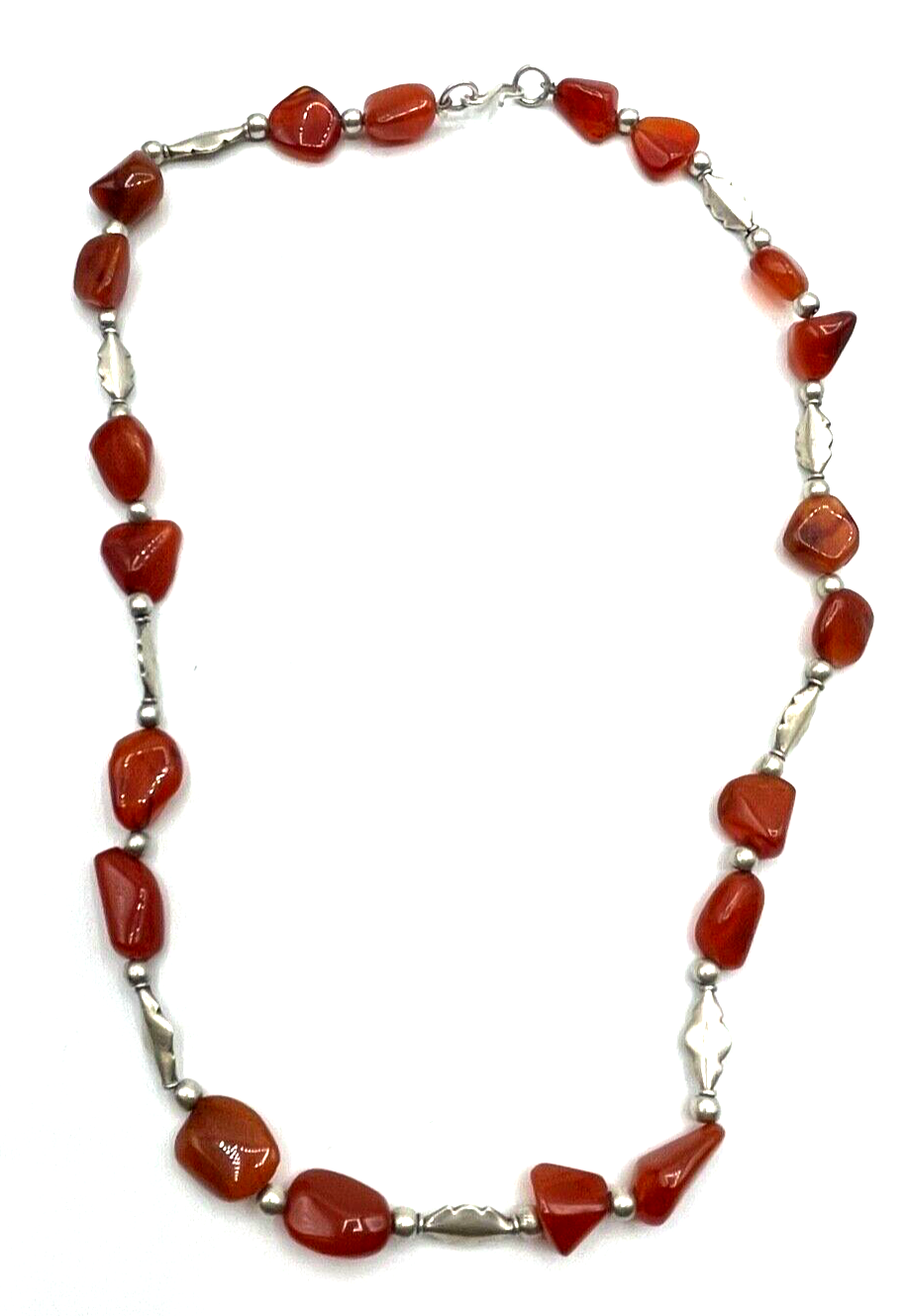 Aparte Ethno Edelstein Kette Collier Karneol mit 925 Silber L 52 cm ungetragen0