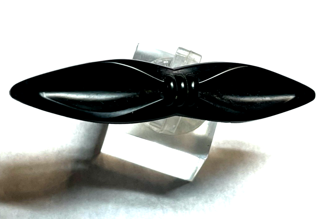 Antik Trauerschmuck Brosche schwarze Schleife um 1900 sehr gepflegt L 60 mm H 115