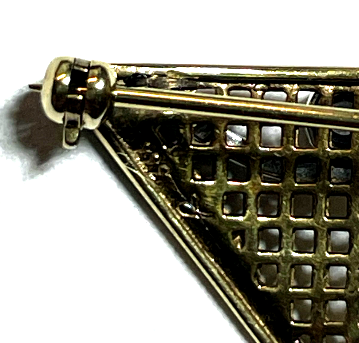 333 Gold 8 K bicolor Brosche Anstecknadel mit Weißtopas Juwelier Handarbeit6