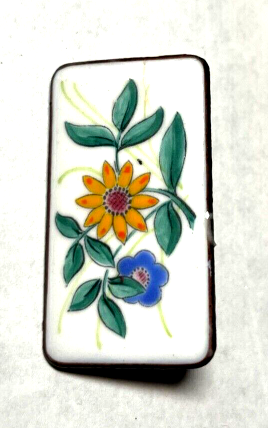 Vintage Emaille Brosche Anstecknadel Handarbeit feine Handmalerei sehr gepflegt5