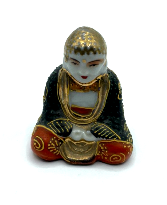 Antik Satsuma Porzellan Buddha Hankoka Moriage Handbemalt Japan um 1900 / 19201